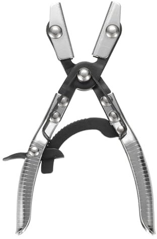 HARFINGTON Hose Pinch Off Pliers 8 Carbon Steel Automatic Locking Ratcheting Electrophoresis Chrome Plating for Hoses Cars Gas Pipelines Radiators Brakes Coolant, Black