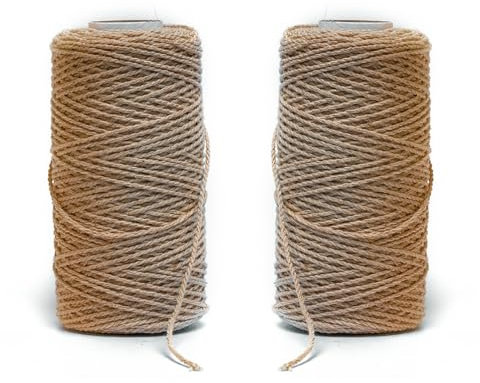Jute Twine String 2Pack - Heavy Duty Brown Twine for Crafts, Gift Wrapping, Gardening & Home Decor, 656 Feet Long, 2mm Thick