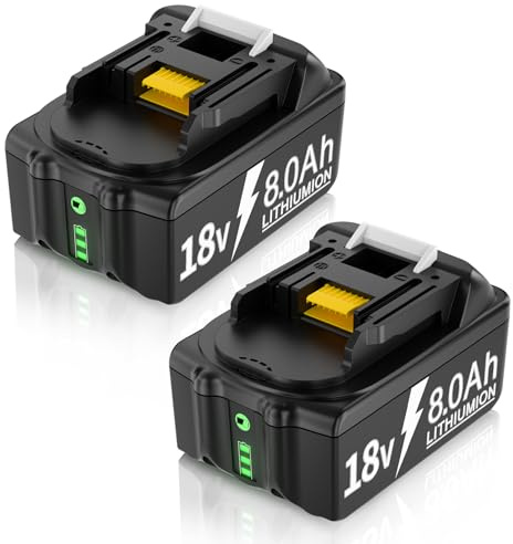 2 X 8.0Ah Ersatzakku für Makita Akku 18V 8000mAh Li-Ion Akku Kompatibel mit BL1860B BL1860 BL1850B BL1850 BL1830B BL1830 BL1815 BL1840B BL1835 194205-3 LXT-400 Werkzeugakkus with LED Indikator