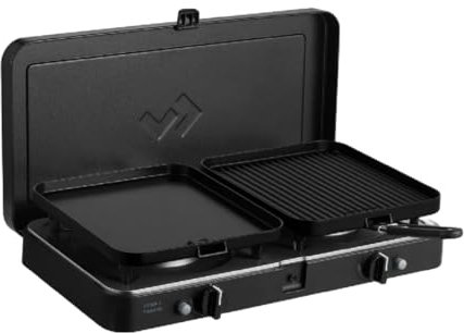 Cadac Portable Stove 2 Cook Turbo FFD Deluxe QR - Gas Powered, 2 Burner with Flame Failure Device, Thermoplastic & Stainless Steel, for Camping