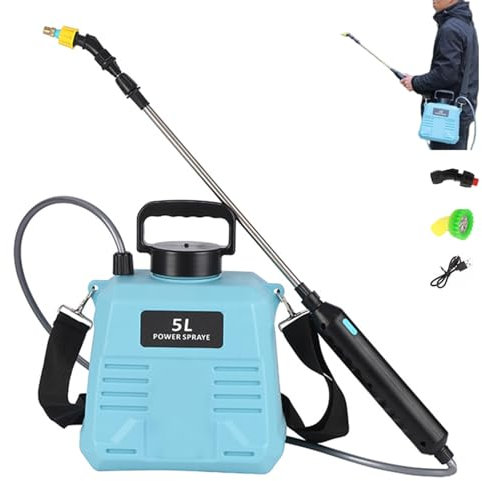 BEAHING Spruzzatore Elettrico, spruzzatore per Pompa elettrica, Zaino 5L/1, 32 galloni con 3 ugelli e telescopici per Prato, Giardino