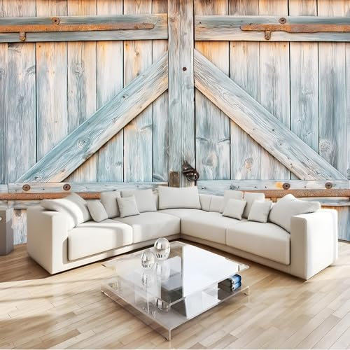 Carta Da Parati Panoramica 3D Non Tessuto – Tradizionale Porte In Legno Metallo Fotomurale Per Soggiorno, Camera Da Letto, Ufficio, Poster Gigante Design Moderno 200 X 140 Cm Grigio