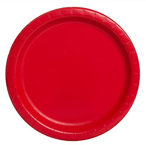 Unique 31453EU Eco-Friendly Paper Plates-23 cm-Red Colour-16 Count (Pack of 1), Pack of 16