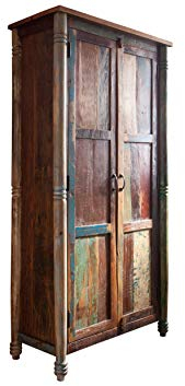 MASSIVMOEBEL24.DE Vintage Altholz Massivholz Möbel Schrank Massivmöbel lackiert Mehrfarbig massiv Holz Fable #12