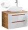 Lomadox Badmöbel Waschtisch Unterschrank Set 80 cm Hochglanz weiß Softclose Schubkästen, 50 cm Keramik-Waschbecken