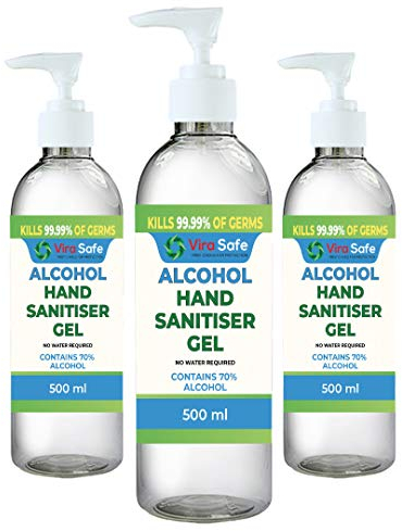 3 x 500ml Hand Sanitiser 70% Alcohol Gel Anti Bacteria Viral Eliminating Formula Gel Alcohol Anti Bacterial Formula Pack Of 3