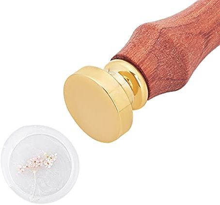 CRASPIRE Sealing Wax Stamp 20mm Round Blank Wax Seal Stamp Removable Brass Seal Head Pear Wooden Handle for Sealing Stamp Envelopes Halloween Witchcraft Gifts Cards Wedding Invitations