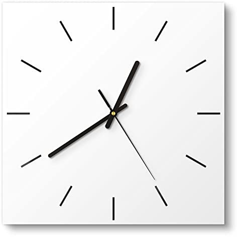 DEQORI Glasuhr | 30x30 cm | Unifarben - Weiß | ausgefallene leise Design Uhr aus Glas | Wanduhr für Wohnzimmer & Küche | Moderne Hingucker Uhr für die Wand