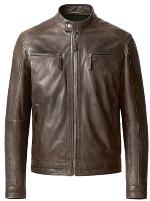 Zerimar Veste en Cuir Naturel pour Homme | Veste en Cuir pour Hommes | Veste Homme Printemps | Vestes en Cuir | Veste en Cuir Décontractée Hommes |