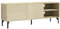 HOMCOM Meuble TV Banc TV Support de télévision jusqu'à 65 Pouces avec 2 niches 2 Passe-câbles et 1 Placard 2 Portes piètement Acier - 150 x 40 x 56 cm Jaune Noir