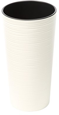 Tall Round Textured Flower Pot with Insert Plant Pot Flower Indoor Outdoor Garden Planters Tall Plant Pots Outdoor Tall Planter Tall Planters for Outdoor (Cream, 25cm x 46cm)