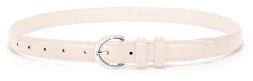 VONMELLI Women's Leather Belt For Jeans Dresses Adjustable Vintage Waist Belts For Women Fashion Leather Belt Classic Ladies Belts With Single Prong Buckle Begie XL