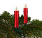 hellum 20er Minischaft Lichterkette mit Stecker, Lichterkette Weihnachtsbaum mit 20 warmweißen Lichtern, Kabel grün Kerzen rot mit Wachsoptik, Gesamtlänge 12,5 m mit 2x1,5 m Zuleitung 152500