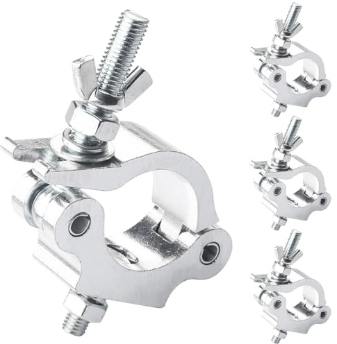 WECAN Stage Lighting Equipment & Accessories,Aluminum C‑clamp Scaffolding Heavy Duty Truss Clamps Adjustable 40-52mm/1.57-2.05 inches for Moving Head Beam Lighting (4pack Silver)