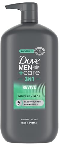 DOVE MEN + CARE Body and Face Wash Invigorating Revive 3N1 with Tea Tree Oil, with 24-Hour Nourishing Micromoisture Technology, 30 oz