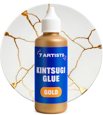 7 Artists Colla Dorata per Kintsugi 80 ml – Colla Oro per Ceramica, Porcellana e Vetro | Kintsugi Kit Giapponese per Vaso, Piatti e Oggetti Decorativi