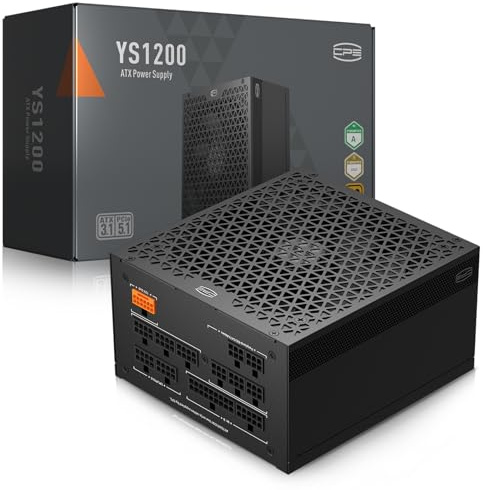 PCCOOLER CPS YS1200 Alimentation, 1200W 80 Plus Gold certifié Bloc d’alimentation de jeu PCIe 5.1 et ATX 3.1 entièrement modulaire, large compatibilité, condensateurs électrolytiques Full Japan, 1200W