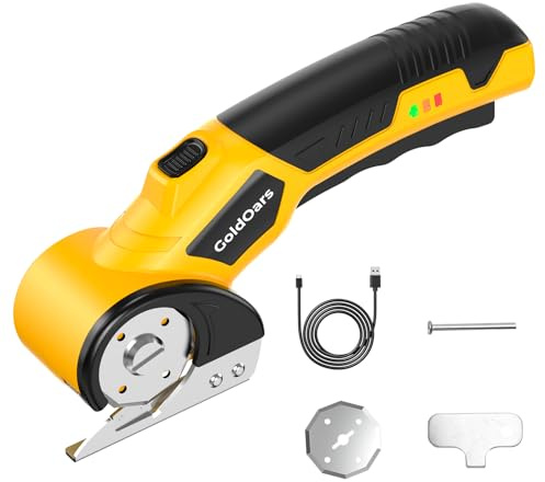 GoldOars Cardboard Cutter, 4V 2000mAh Rechargeable Electric Cutter, 6mm Cutting Thickness for Carton, Boxes and Creative Hobbies, Includes Additional Blade