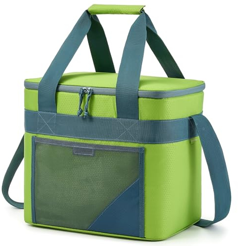 PeranoRidia Bolsa Térmica 30L, Nevera Portátil Isotérmica Grande Hombre y Mujer para Camping, Playa, Picnic y Viajes, Verde