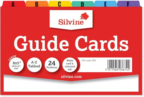 Silvine 885 - Tarjetas de guía (203 x 127 mm), color blanco