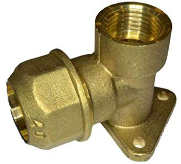 20mm MDPE x 1/2 BSP Brass Outside Tap Wall Plate Elbow