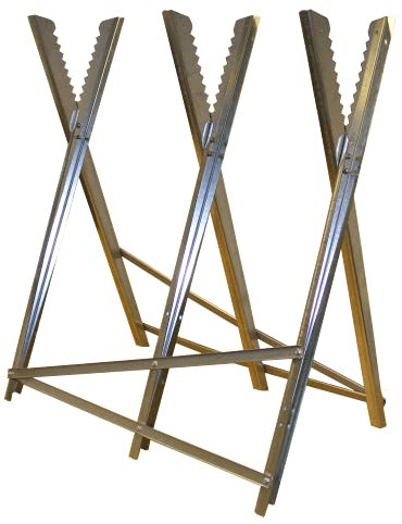 RocwooD Saw Horse Sawhorse Heavy Duty Metal Steel Foldable Adjustable Chainsaw Cutting Log Wood Stand Trestle Workmate Logging Sawing Forestry Workshop