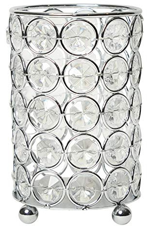 Elegant Designs HG1001-CHR Dekorative Blumenvase, Kerzenhalter, Hochzeits-Mittelstück, Make-up-Pinsel oder Stift-Organizer, Tasse, 12,7 cm, Chrom