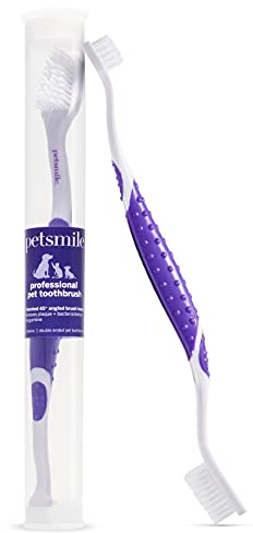 petsmile Professionelle Haustierzahnbürste - Patentierte 45° Katzen- & Hundezahnbürste für kleine & große Tiere - Haustierzubehör für die Zahnpflege - VOHC zugelassene Hundezahnreinigung -