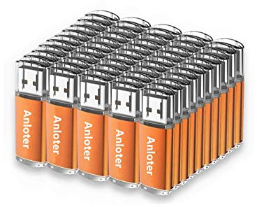 Anloter 50 pezzi Chiavetta USB Flash Drive Memory Stick Pen Drive Pollice Memoria per Computer Laptop Mac Tablet Regalo (64MB, Arancione)