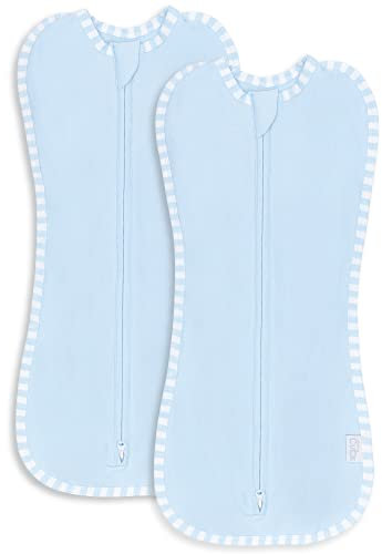 Comfy Cubs Wickeldecke für Babys, Mädchen, Jungen, einfacher Reißverschluss, 2er-Pack, Neugeborene, Schlafsack (Klein: 0–3 Monate - Blau)