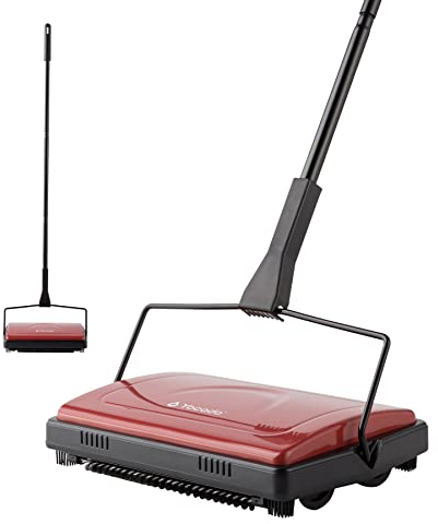 Yocada Teppichkehrer Reiniger für Home Office Niedrige Teppiche Unterwolle Teppiche Tierhaare Staubreste Papier Kleiner Abfall Reinigung mit einer Bürste Dunkelrot