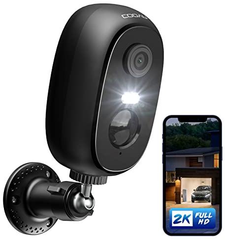 COOAU 2K Überwachungskamera Aussen Solar Akku，Kabellos IP Kamera Innen mit Wiederaufladbare Batterie, PIR-Bewegungserkennung, Farbige Nachtsicht, Ton- und Lichtalarm, Lokaler Speicher/Cloud-Speicher