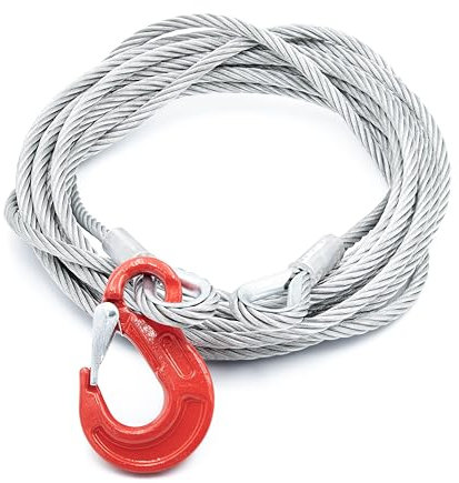 ALFA LOGISTIK Stahlseil mit Haken 12mm Durchmesser 20m Länge - Drahtseil mit Haken - Seil mit Kauschen - Anschlagseil - Forstseil