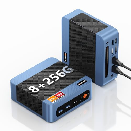 BOSGAME E5 Mini PC AMD Ryzen 5300U W-11 Pro (4C/8T, up to 3.8GHz) 8GB DDR4 RAM 256GB SSD, 4K Triple Display (HDMI+Type-C+DP), WiFi 5, BT5.0, Dual LAN, Mini Desktop Computer for Education/Home/school