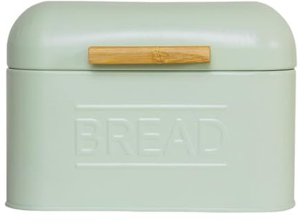 KESOTO Bread Food Storage Box, Countertop Pastry, Metal Bread Box Storage Tin with Cover, Bread Container Kitchen Storage Retro Multipurpose Organization Bin for Kitchen,7.87x7.87x5.51‘’, Light Green