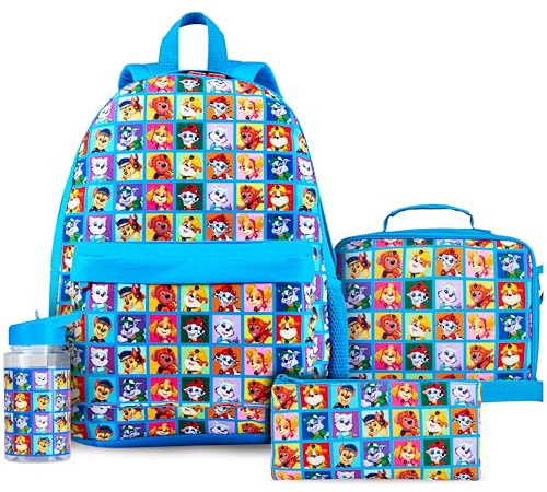 Paw Patrol Sac à Dos Enfant 4 Pièces Gourde d'eau Trousse Scolaire Sac Isotherme Repas Marshall Chase Cartable Fille Garçon