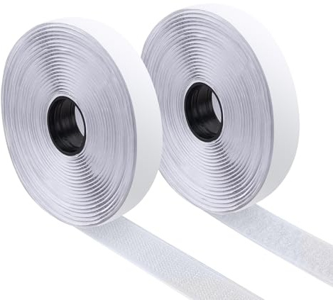 Anstore 5 m x 20 mm kardborreband, självhäftande, extra starkt, 2 cm bredd 5 m lång kardborreband, för limning, kardborreband, vit, för flugskärm, soffkuddar, gör-det-själv