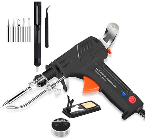 Internally Heated Industrial Welding Tools, Multi-Function Soldering Iron Soldering Gun Set, Automatic Corded Soldador Para Metales, Portátil individual, Negra (Calentamiento interno)
