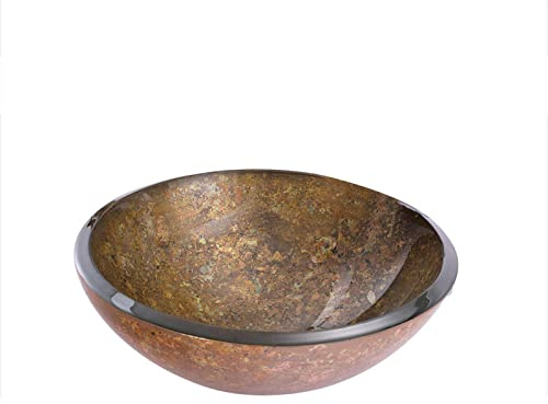 Lavabo De Baño De Grava Roja Clara, Lavabo Artístico De Vidrio Templado, Lavabo Redondo De Montaje Superior, Lavabos De Baño sobre Encimera con Desagüe Emergente De Latón, para Bañera