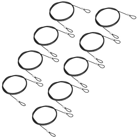 PATIKIL 100cm Safety Cable Lock, 9Pcs Stainless Steel 2mm Dia Security Wire Rope with Double Loop Double Loop for Stage Lighting Luggage Lock, Black
