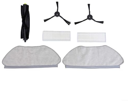 Hasaller Juego de filtros de paño para fregona principal para aspiradora 360 S10 X100 Max, incluye 2 cepillos principales, 2 cepillos laterales, 2 filtros y 1 trapo para polvo eficaz de suciedad y de