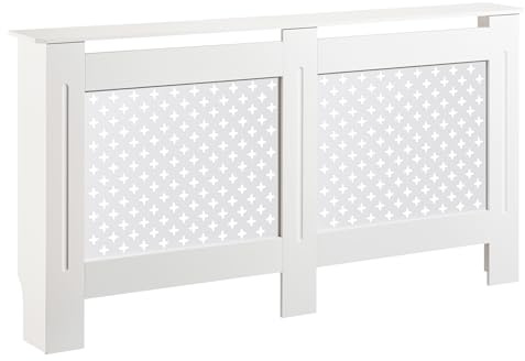 Toboli Elementskydd 152 x 19 x 82 cm cm, vitt radiatorskydd i MDF skydd för värmeelement i trä döljer element