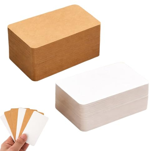 200 Pcs Cartes en Papier Kraft Vierges Double Face, 2 Couleurs, Cartes de Mots, Cartes de Visite, Cartes de Remerciement, Cartes Message, Mémo et Cartes Mémoire pour Graffiti – 9 x 5,2 cm