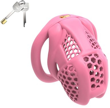 Högkvalitativ skyddsbur i harts för män, multiporös, andningsbar bur, inbäddad låskärna - SEZ006 (Rosa：B, Medelstor)