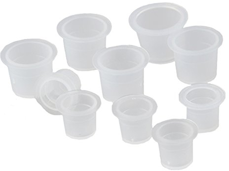 Mixed Tattoo Ink Cups Clear Plastic Semi Permanent Makeup Pigment Holder Accessory Pot 9mm 11mm 14mm (Pack Of 100)