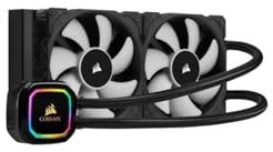 Corsair iCUE H100i PRO XT RGB Liquid CPU Cooler (240mm Radiator, Two 120mm Corsair ML Series PWM Fans, 400 to 2,400 RPM, Advanced RGB Lighting and Fan Control with Software, Easy to Install) Black