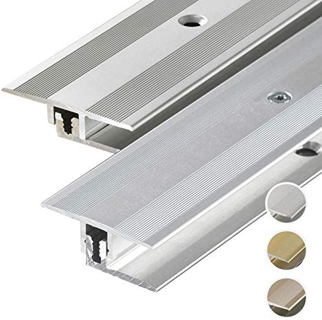 HORI® Bodenprofil Übergangsprofil I Aluminium-Bodenleiste in Silber, Champagne und Edelstahl I passend für Vinyl, Laminat, Parkett I Übergangsprofil Bodenbelagstärke: 6,5-15 mm I Alu Silber Alu