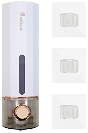 Modixun Flüssigseifenspender, Wandhalterung, 450 ml, luxuriöser Dusch-Handseifenspender, selbstklebender Shampoospender mit 3 Klebstoffen für Badezimmer, Küche, weiß