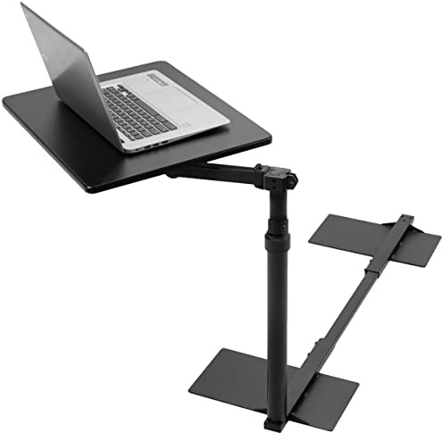 VIVO 51cm Over Couch Swivel Table, Laptop Desk for Remote Work, Portable Recliner Workstation with Height Adjustable Swing Arm, Black, DESK-ST01C