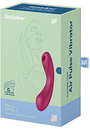 Satisfyer Curvy Trinity 1 | 3in1 Druckwellen-Vibrator | G-Punkt- & Klitoris Massagestab für Damen | Wasserdichtes (IPX7) & hochwertiges Silikon | Wiederaufladbar | Sex-Spielzeug für Frauen in rot